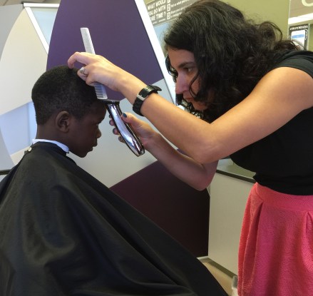 Our afternoon out ended with a new haircut. 