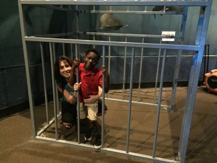 In a shark cage with Mommy
