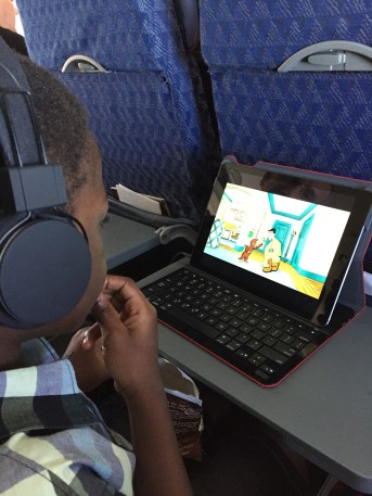 Curious George saved the day during the longer of our two flights