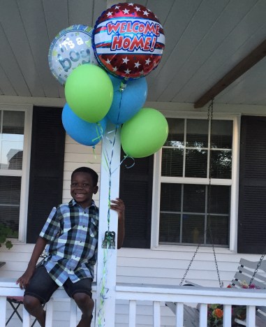 Welcome home balloons for our boy