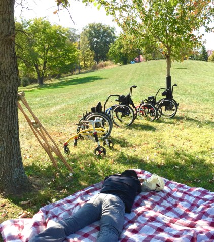 Poor Nathan's afternoon at the park. At least this the fall outdoor weather was better than our family room floor. 