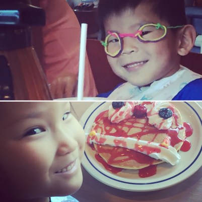 An awesome brunch at IHOP that included free Scary Face pancakes for all of the kids, and Wiki Stix with their kids' menus.